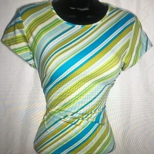 Striped Green and Blue Women's Top